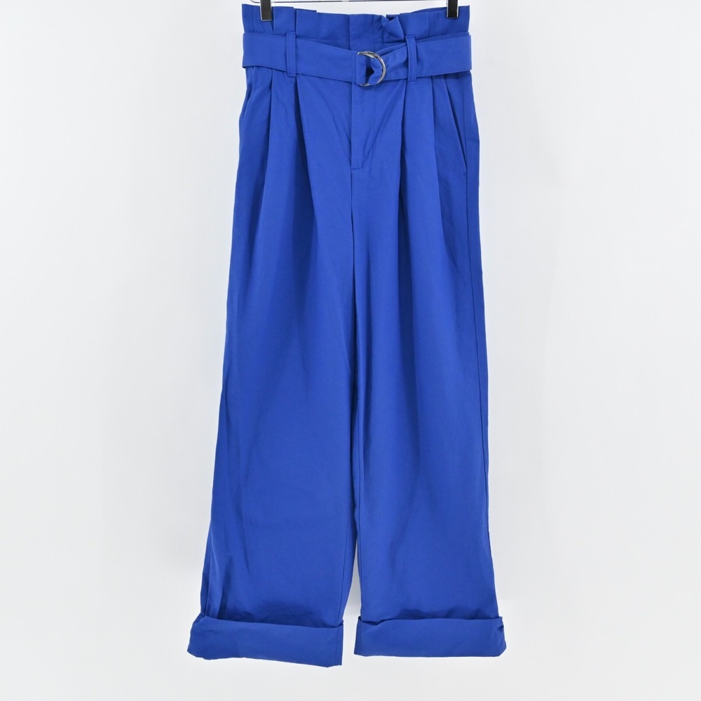 BANANA REPUBLIC Pants Womens Size 2 Blue High Rise Paperbag Belted Wide Leg Cuff